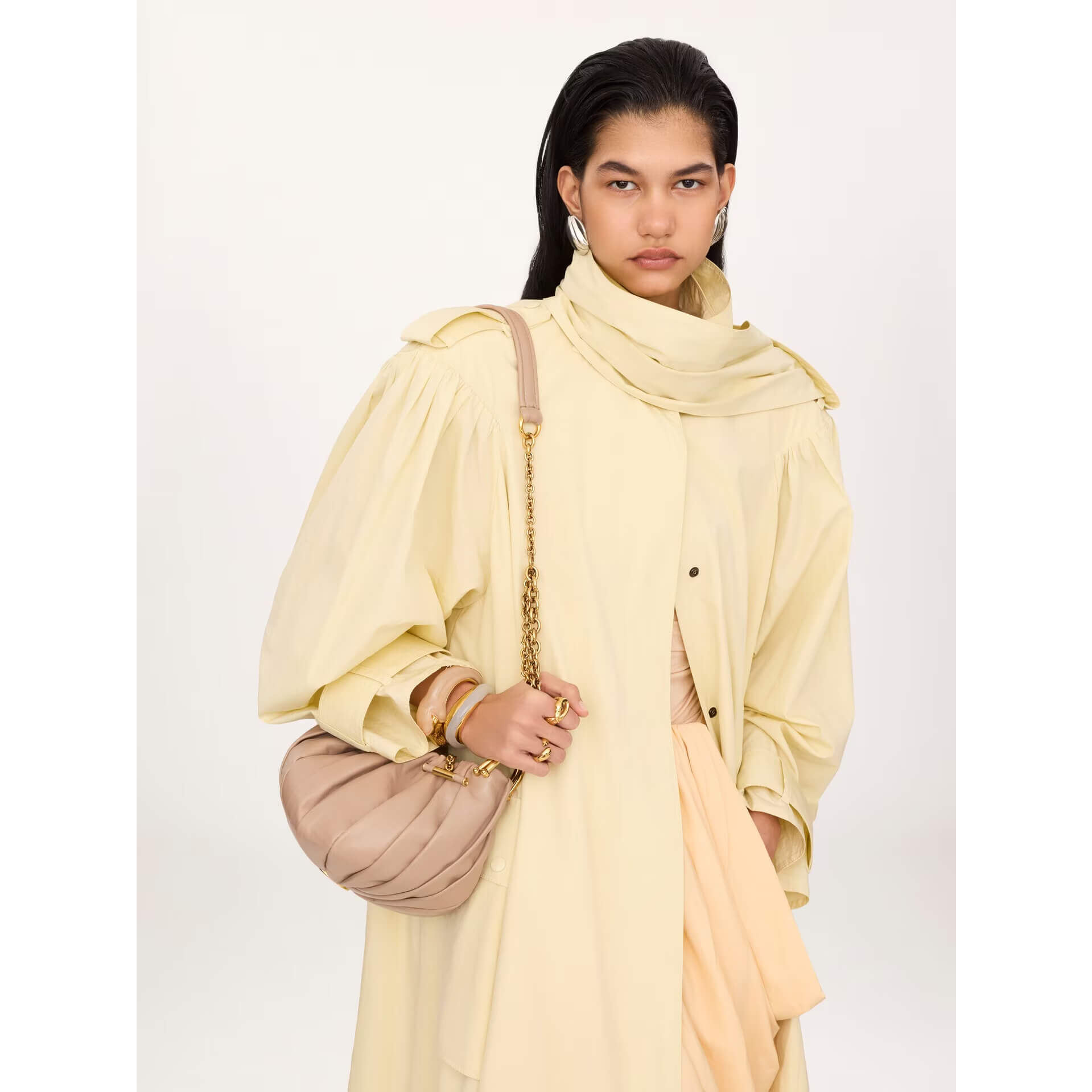 Chloé Plissé Shoulder Bag With Chain In Pleated Leather