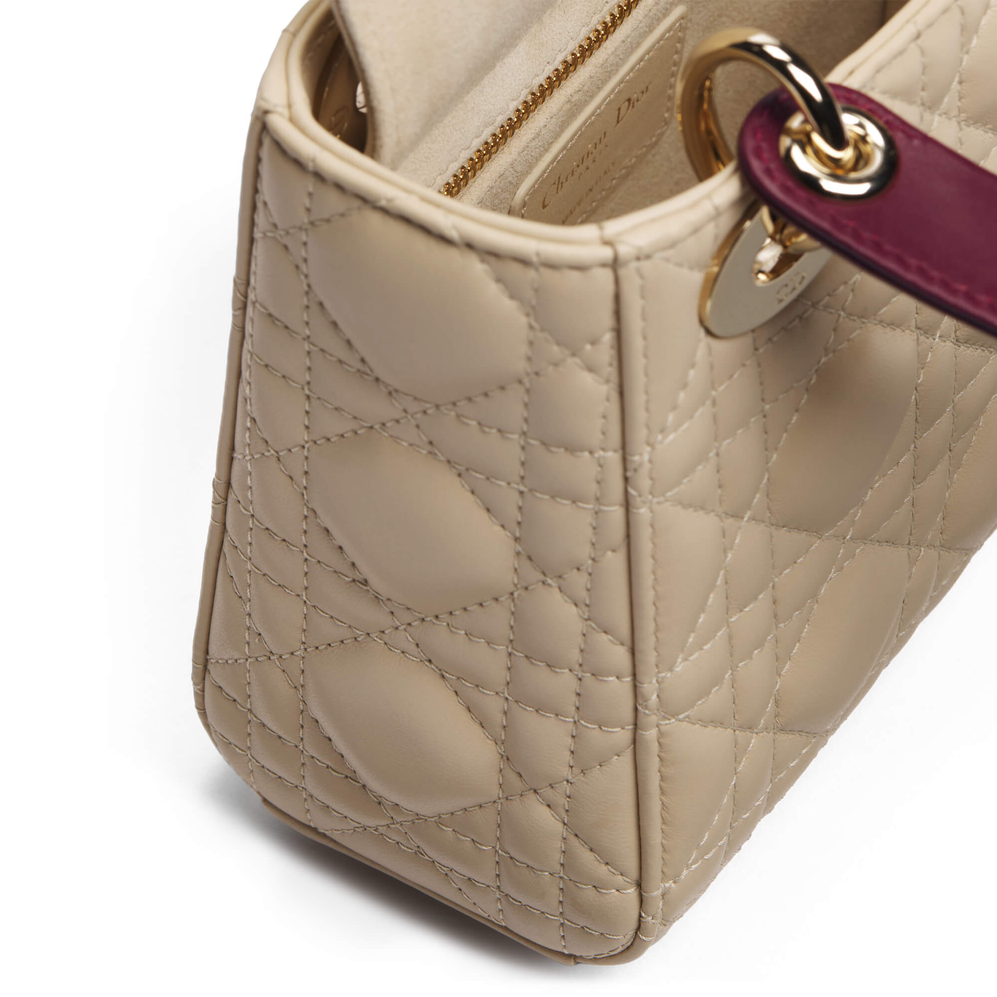 Dior Or Mini Lady Dior Bag With Chain