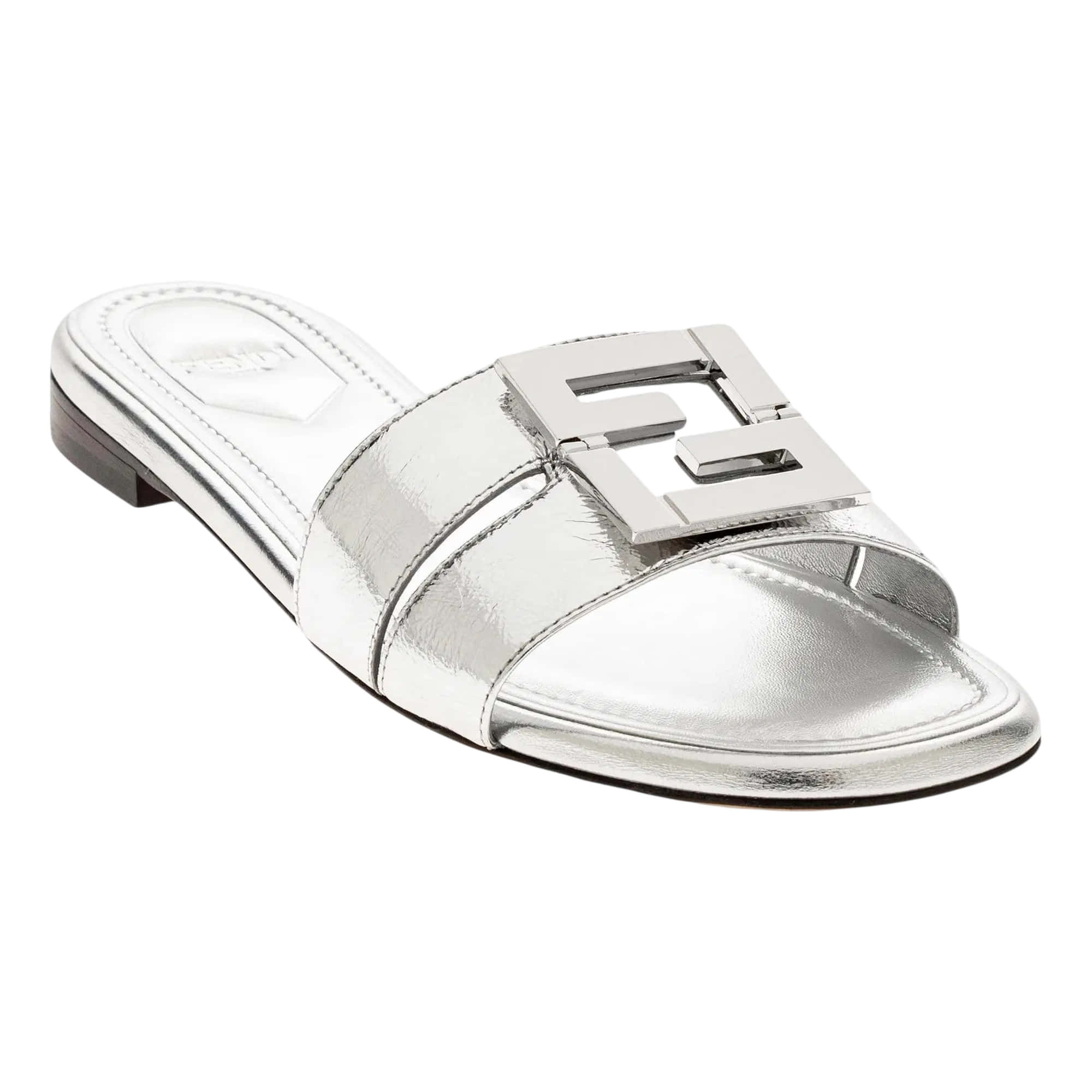 Fendi Baguette FF Metallic Flat Sandals