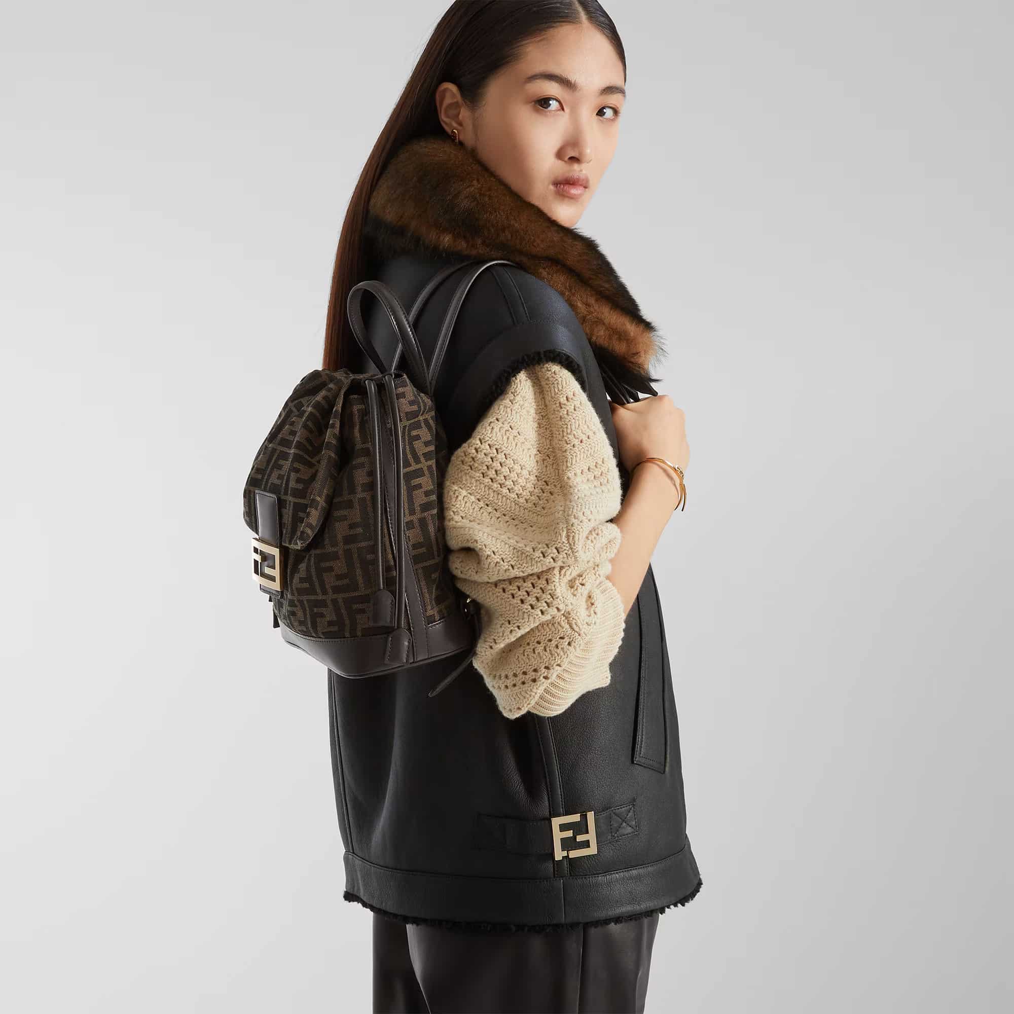 Fendi Jacquard Fabric Backpack