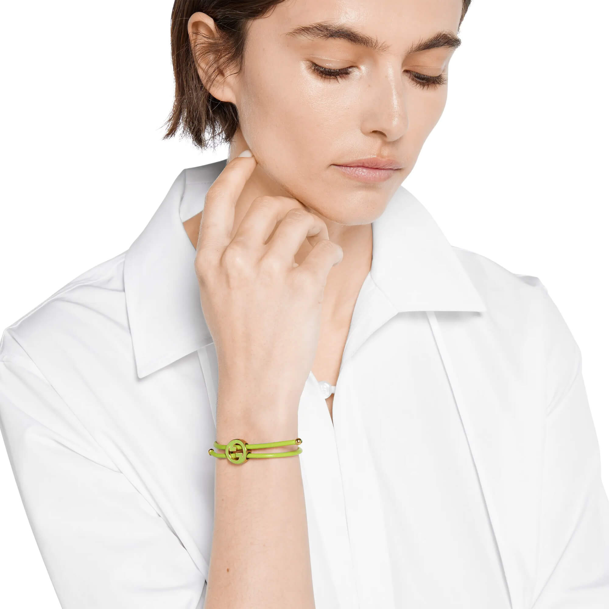 Gucci Bracelet With Enamel Round Interlocking G