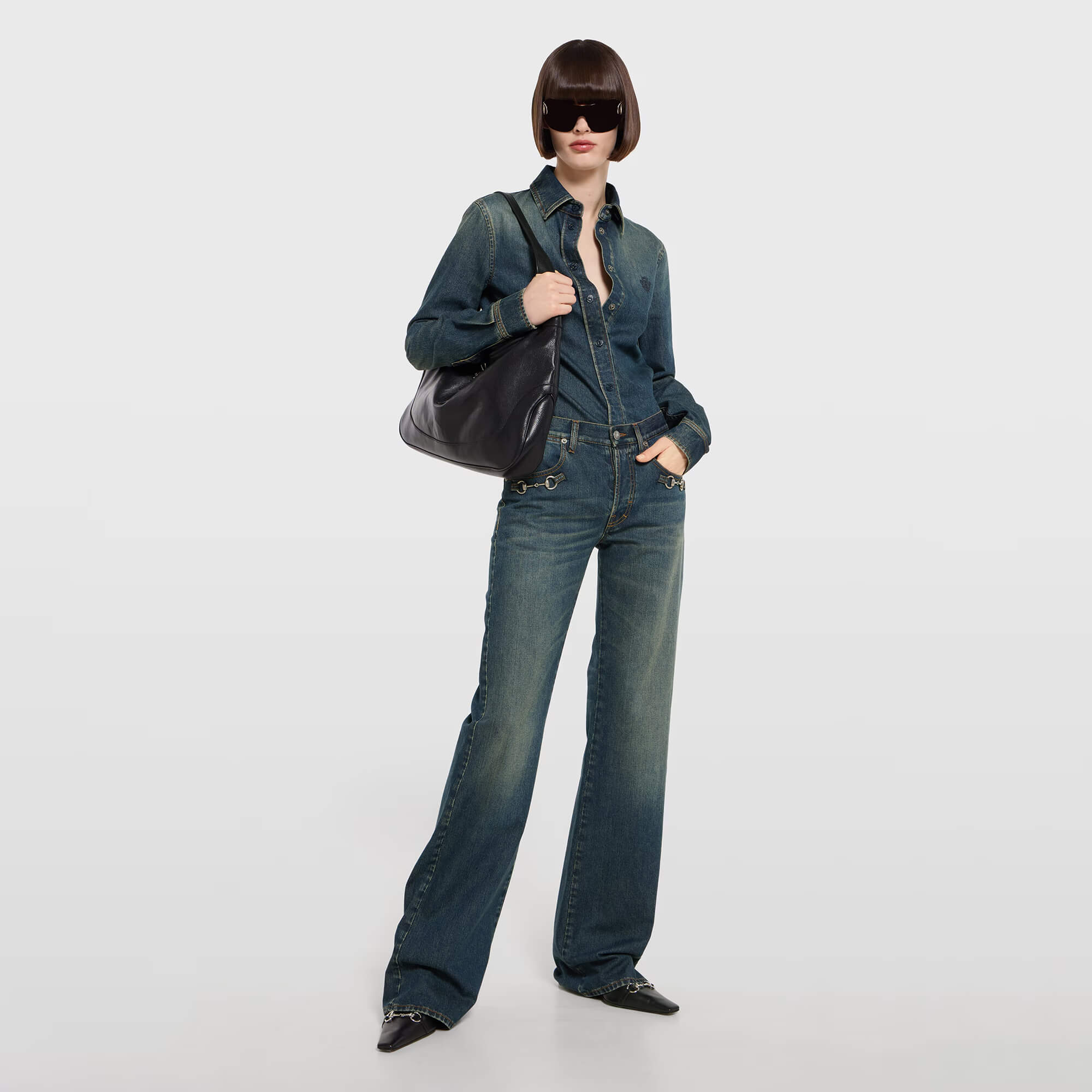 Gucci Cotton Denim Pants With Horsebit
