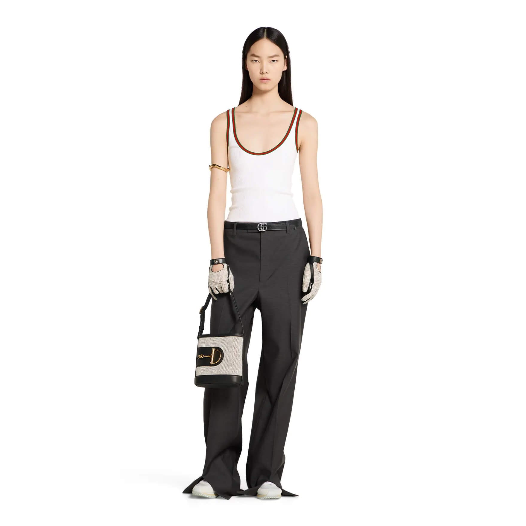 Gucci Cotton Rib Tank Top With Web