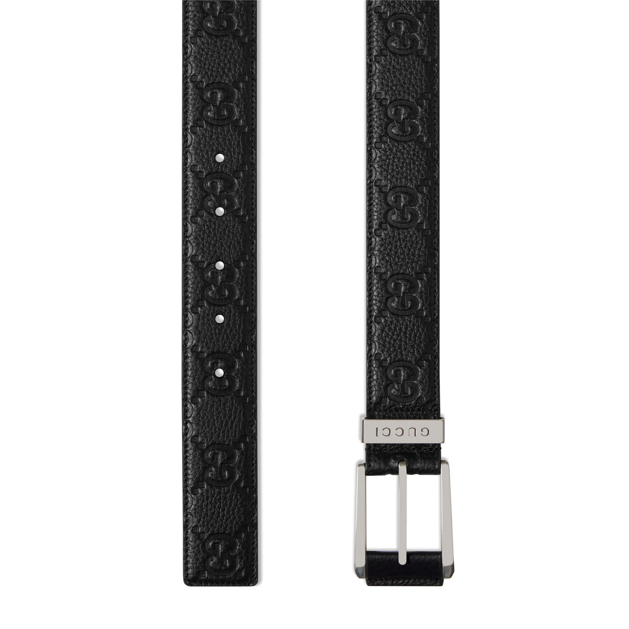Gucci Embossed GG Belt With Squared Buckl