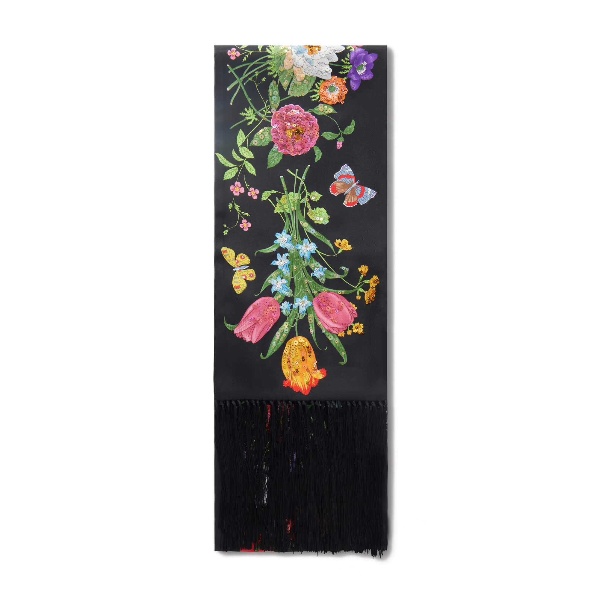 Gucci Fringed Sequin Silk-twill Scarf