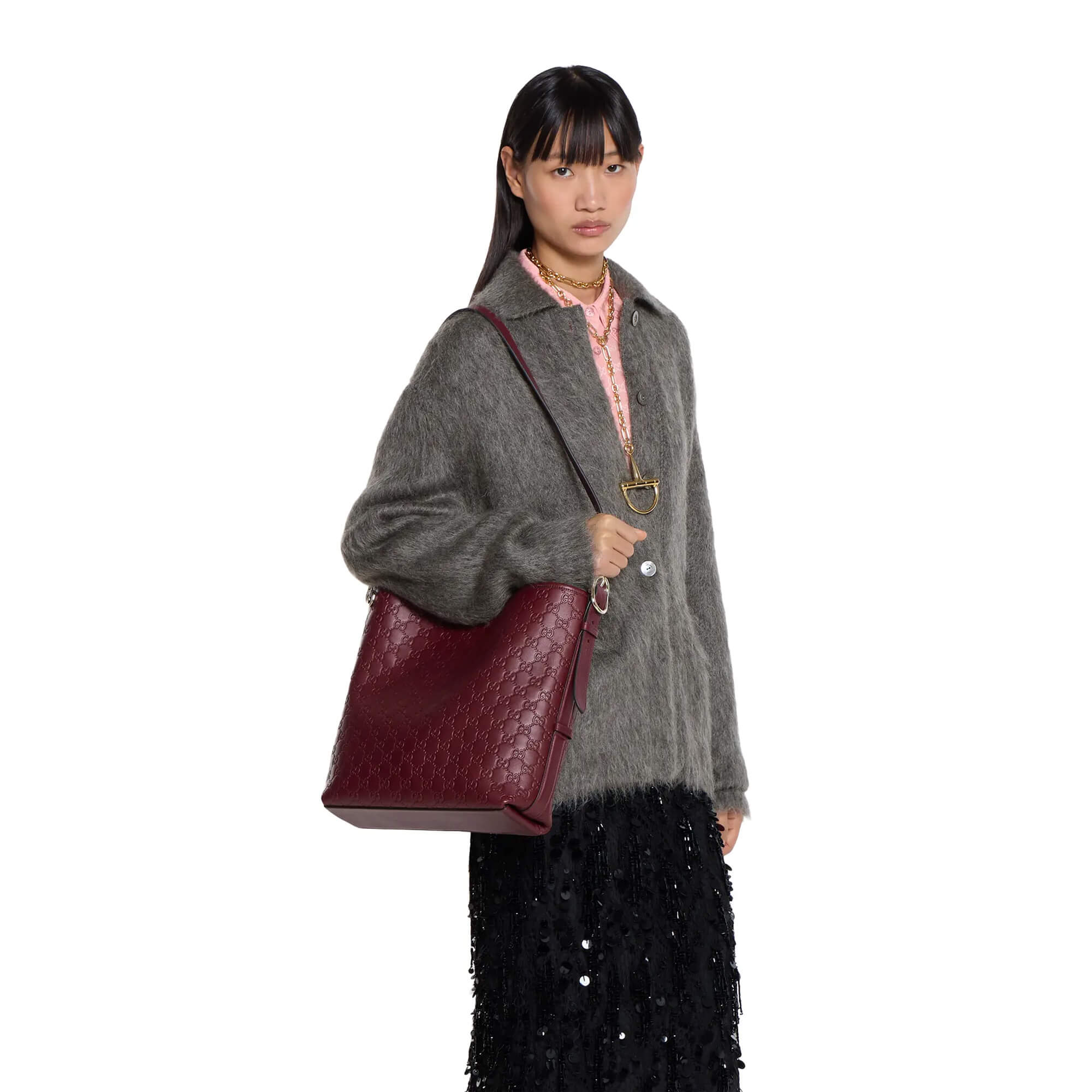 Gucci GG Emblem Medium Shoulder Bag