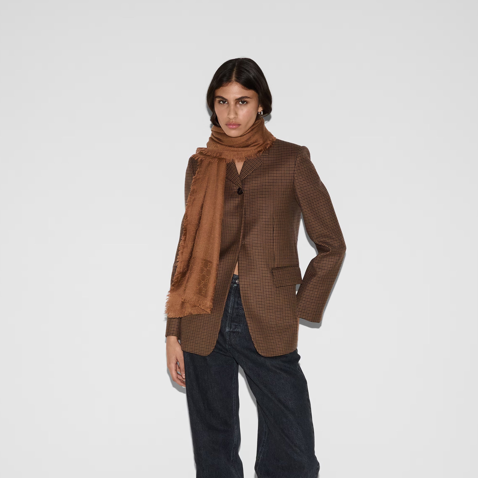 Gucci GG Wool Silk Jacquard Shawl