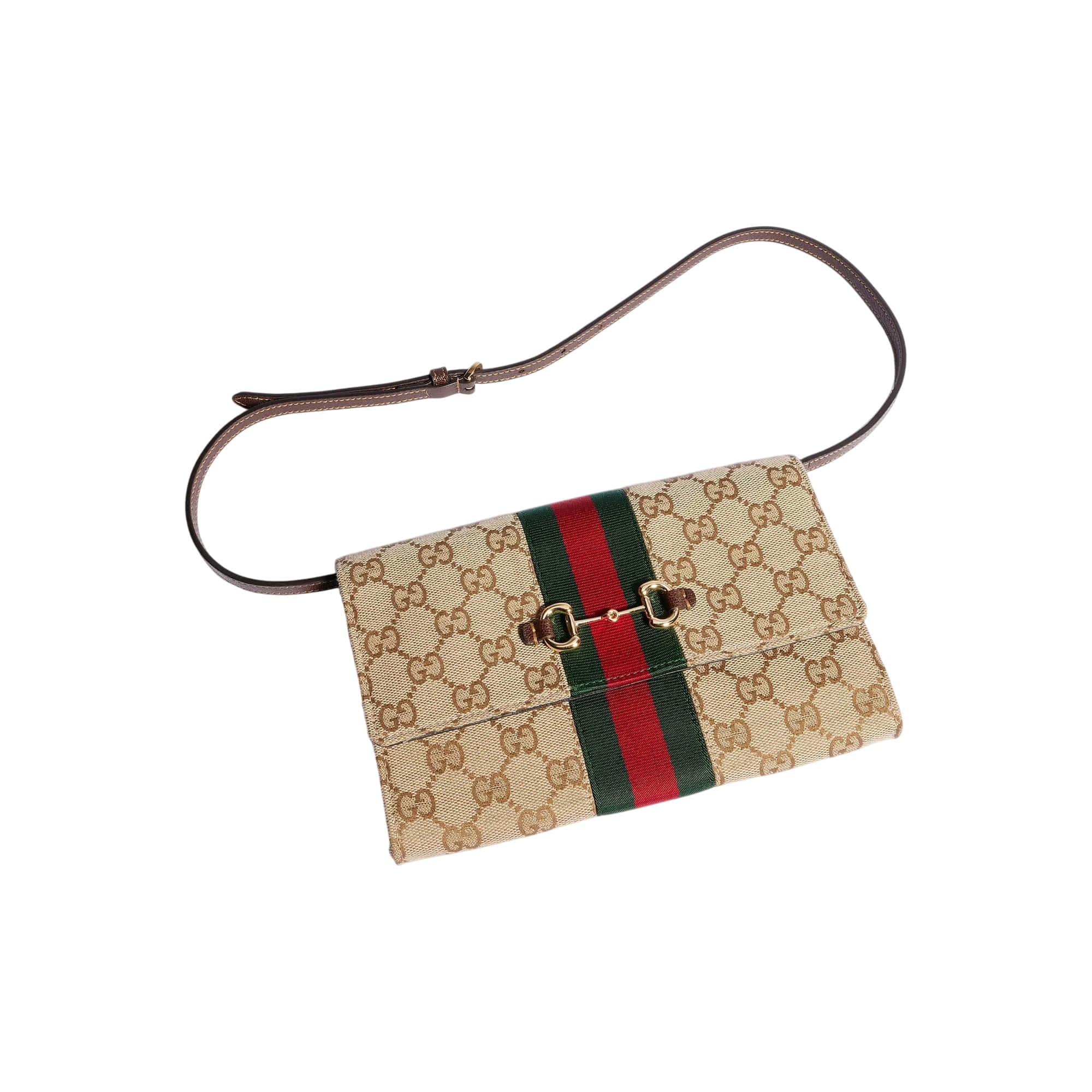 Gucci Horsebit Web wallet with strap