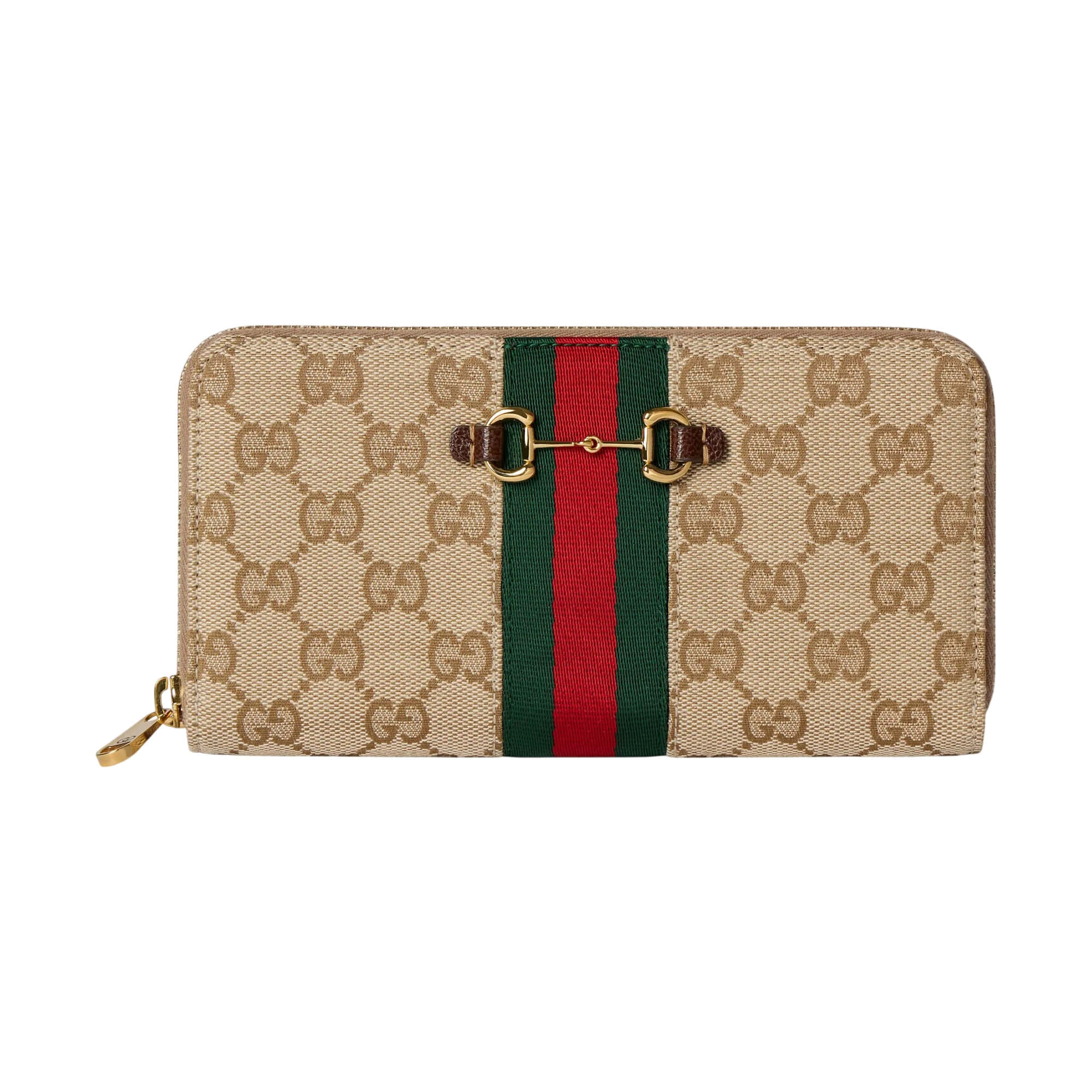 Gucci Horsebit Web Zip Around Wallet