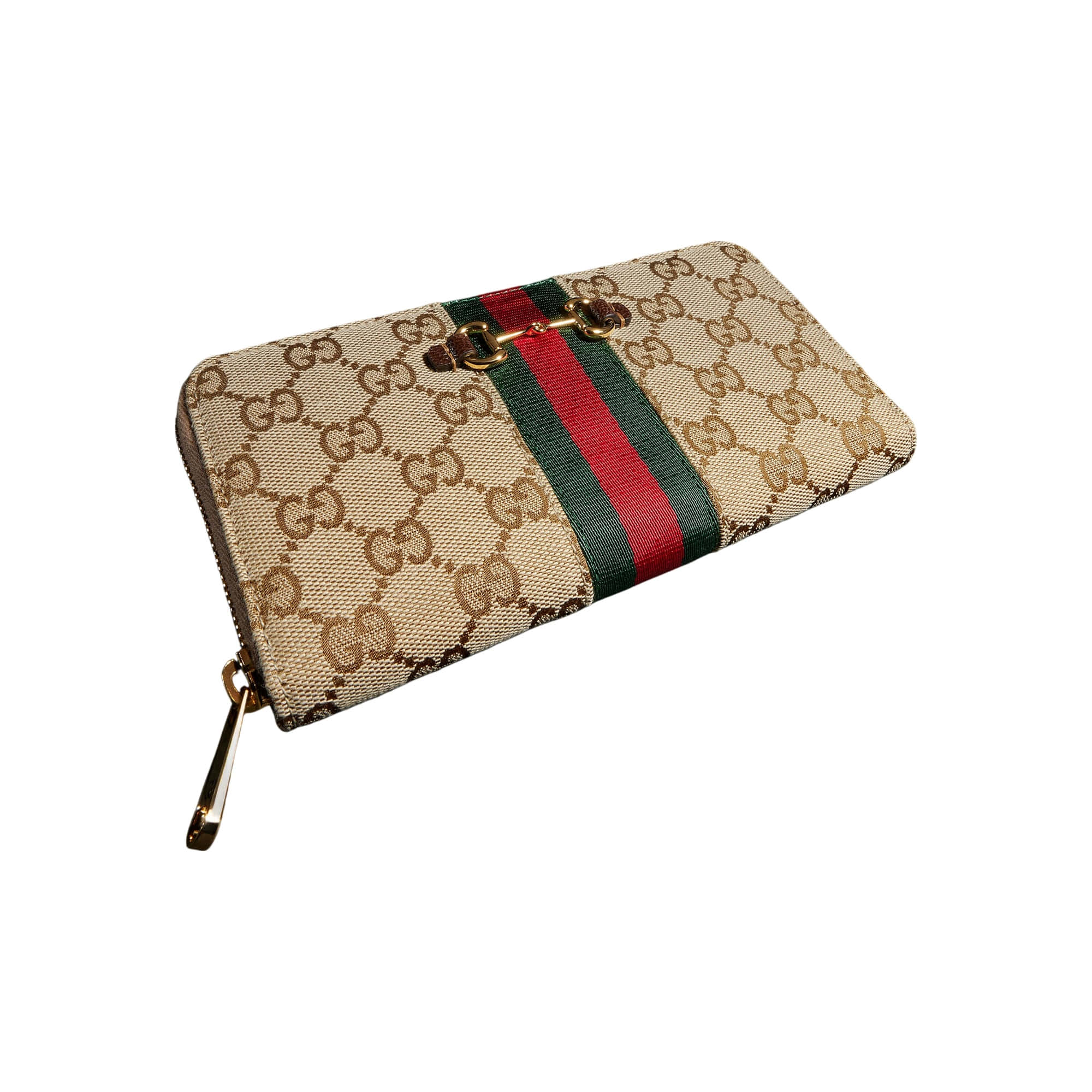Gucci Horsebit Web Zip Around Wallet