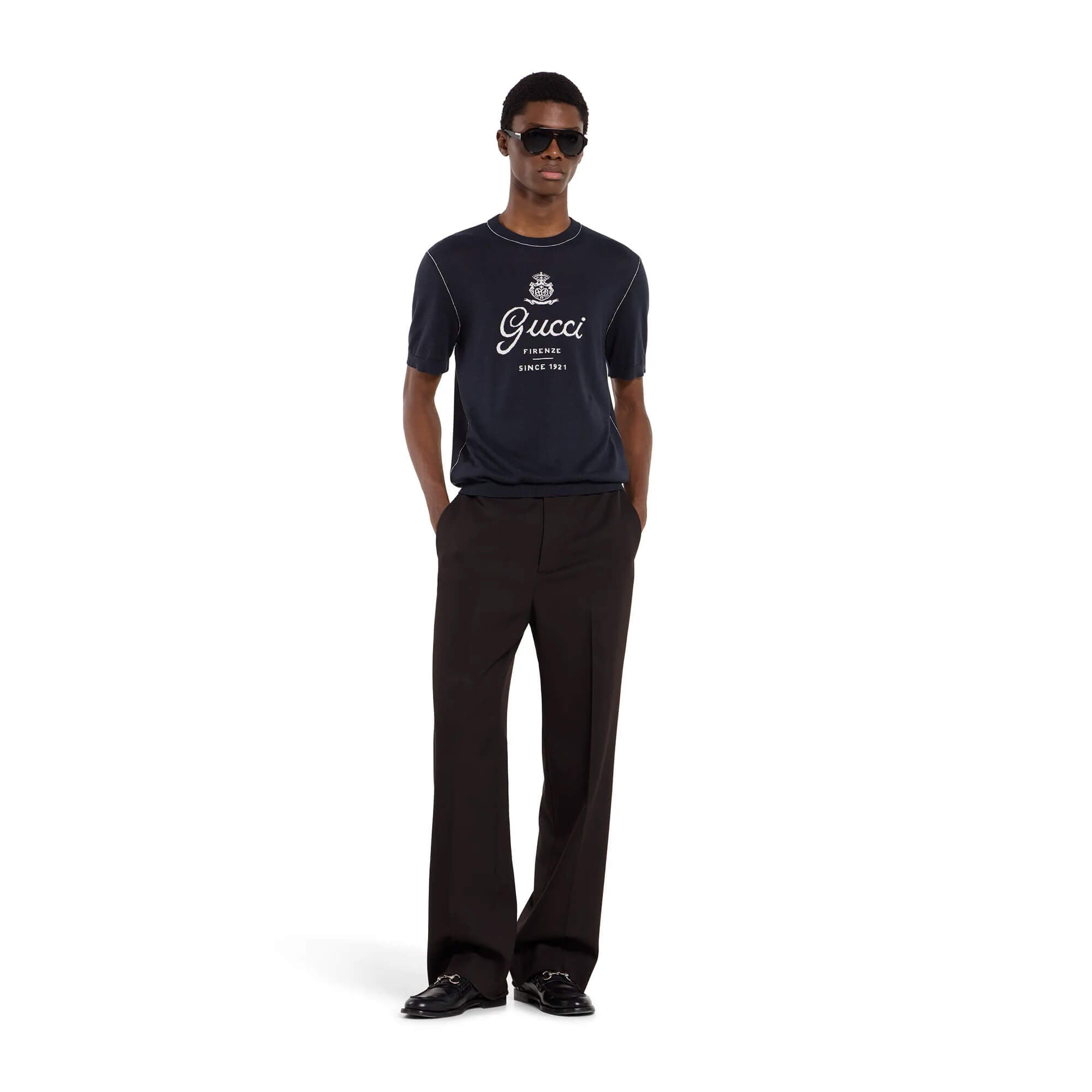 Gucci Knit Silk Linen T-shirt With Intarsia
