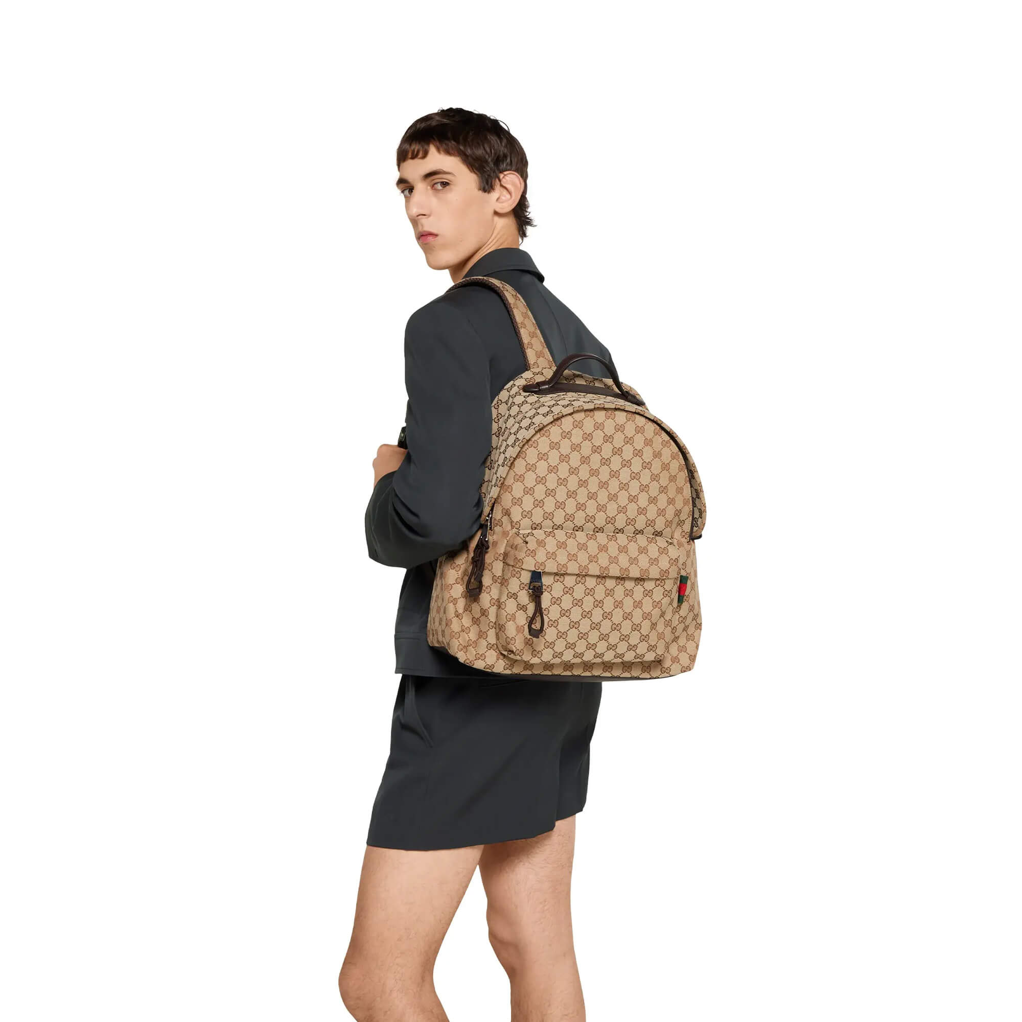 Gucci Medium GG Backpack With Web