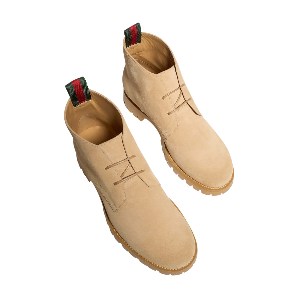 Gucci Men's Lace-up Ankle Boots With Web Stripe