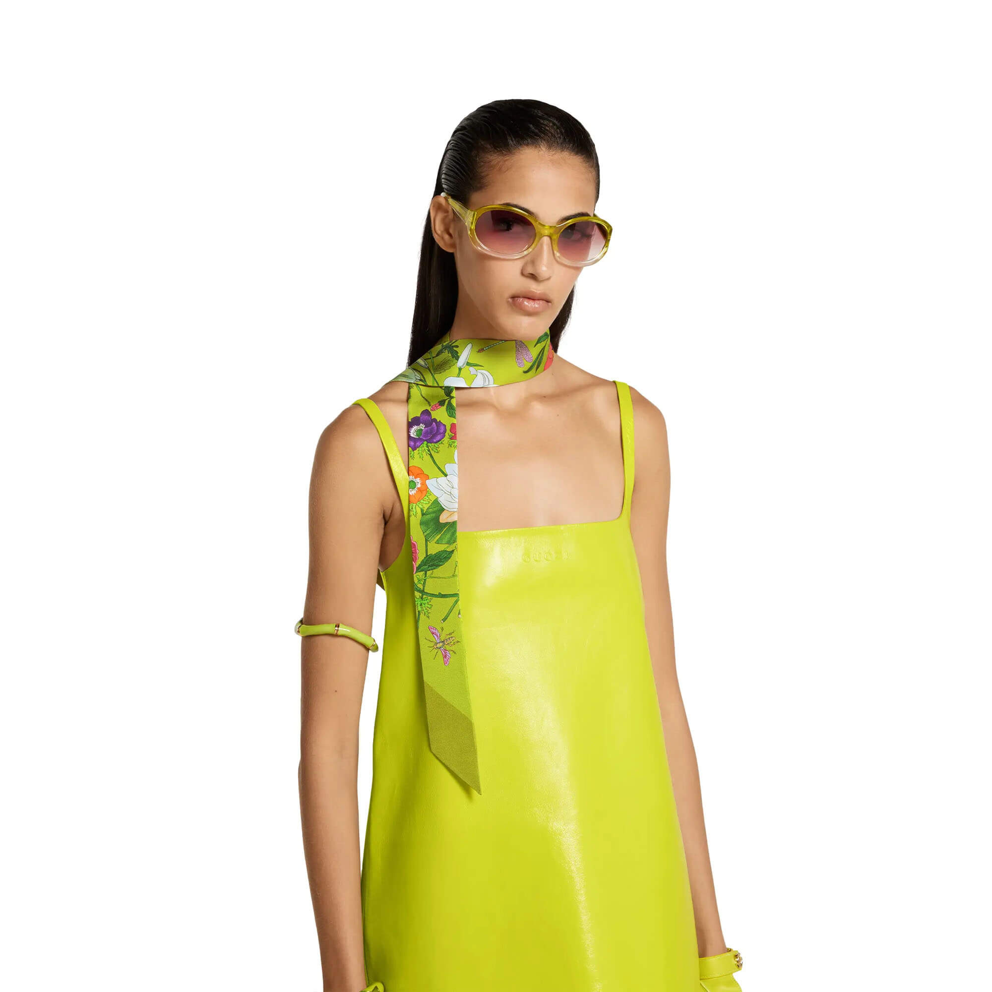 Gucci Printed Silk Twill Neck Bow