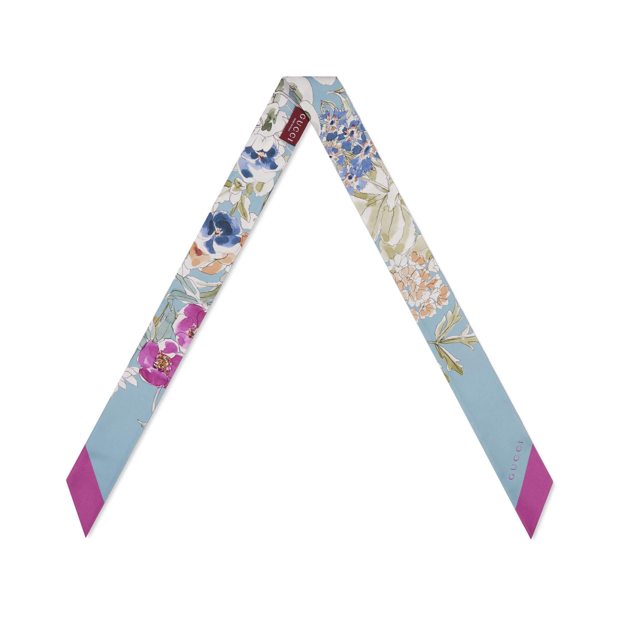 Gucci Printed Silk Twill Neck Bow