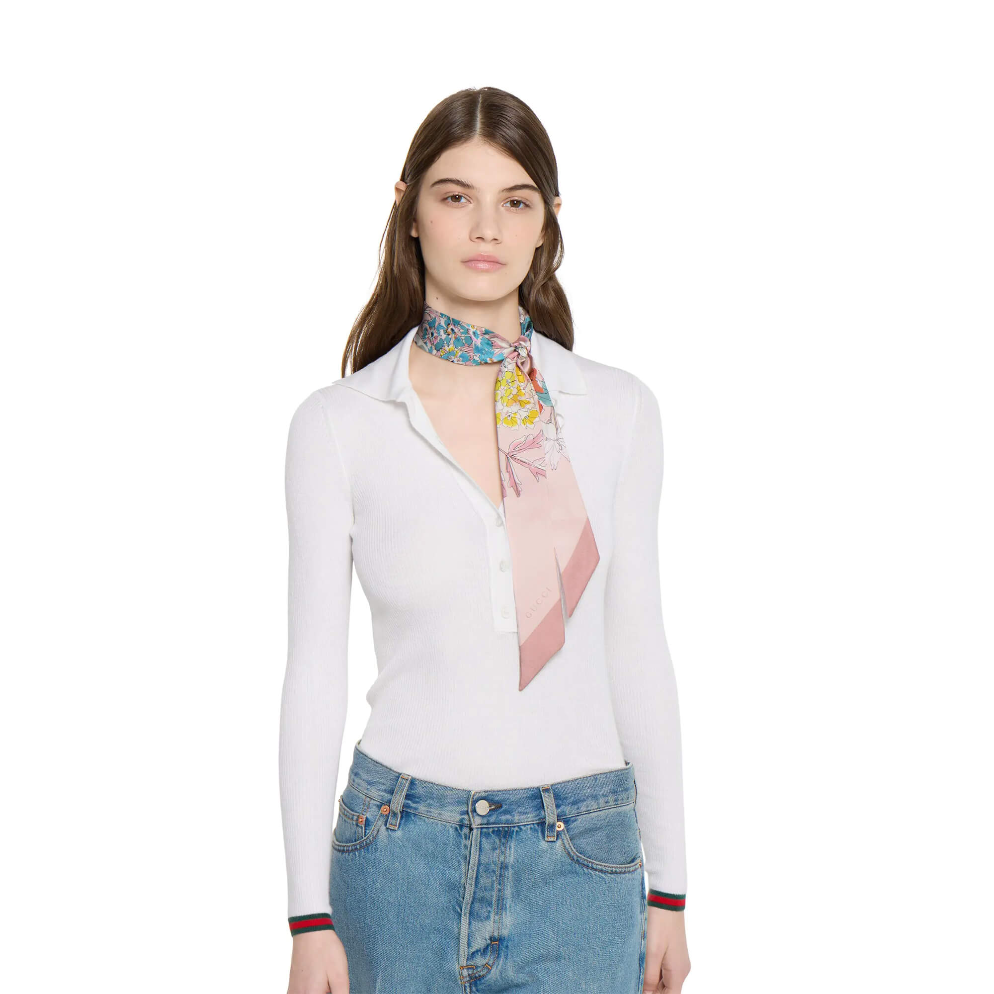 Gucci Printed Silk Twill Neck Bow