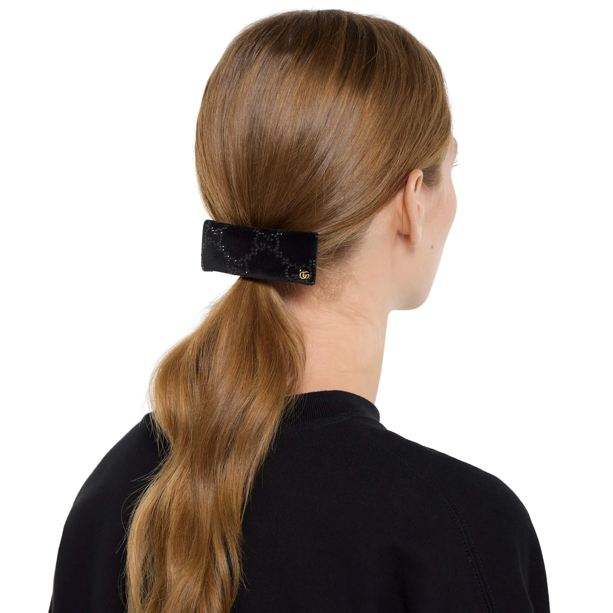 Gucci Soft Velvet Hair Clip With Crystals