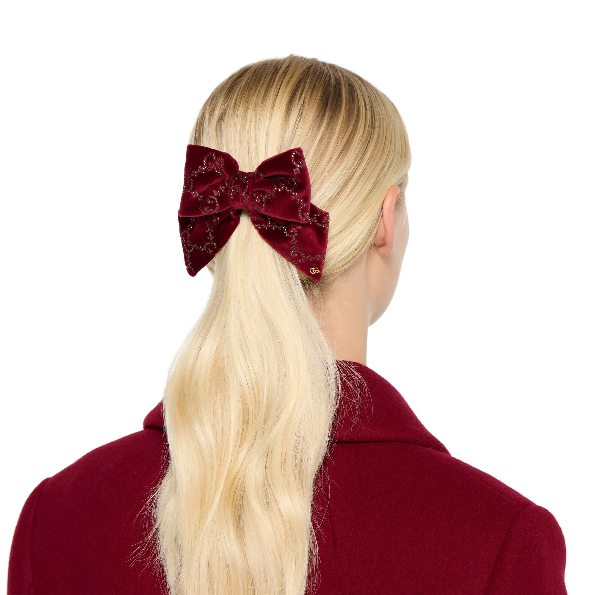 Gucci Soft Velvet Hair Slide With Crystals