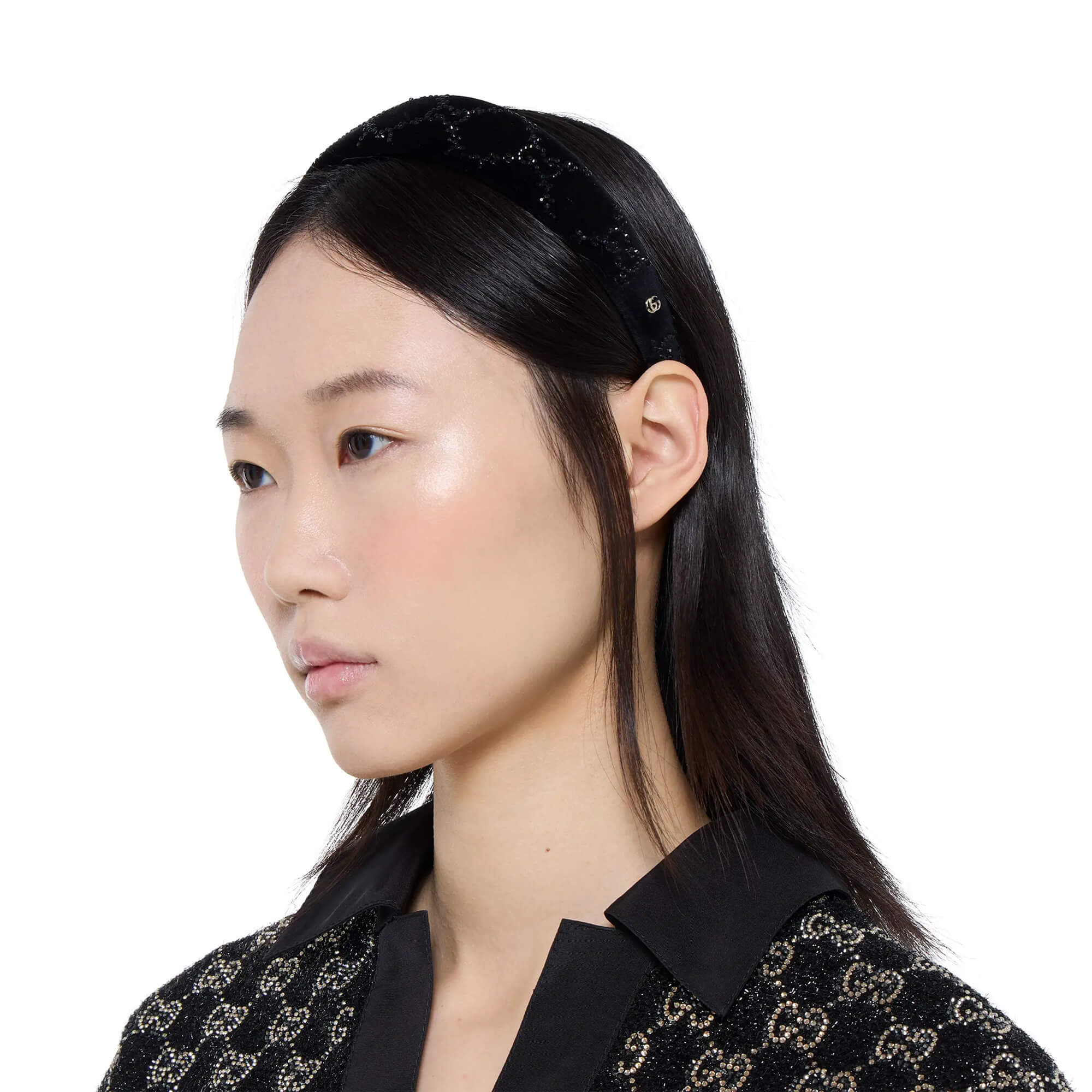 Gucci Soft Velvet Headband With Crystals