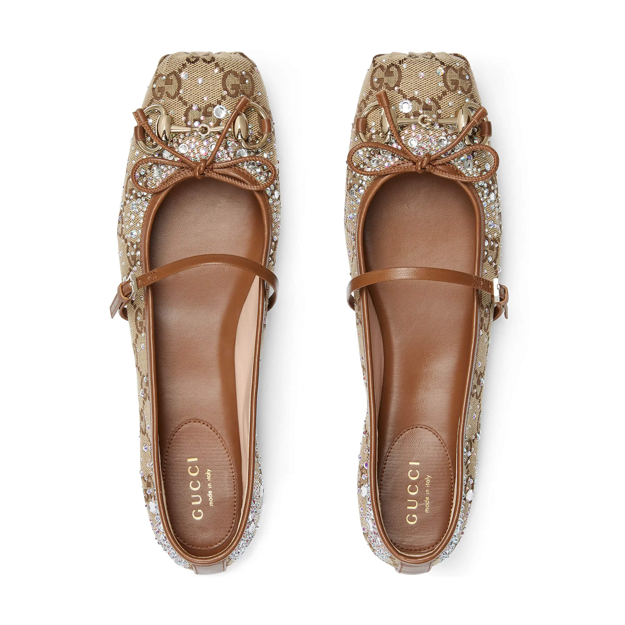Gucci Women's GG Crystal Horsebit Ballet Flat