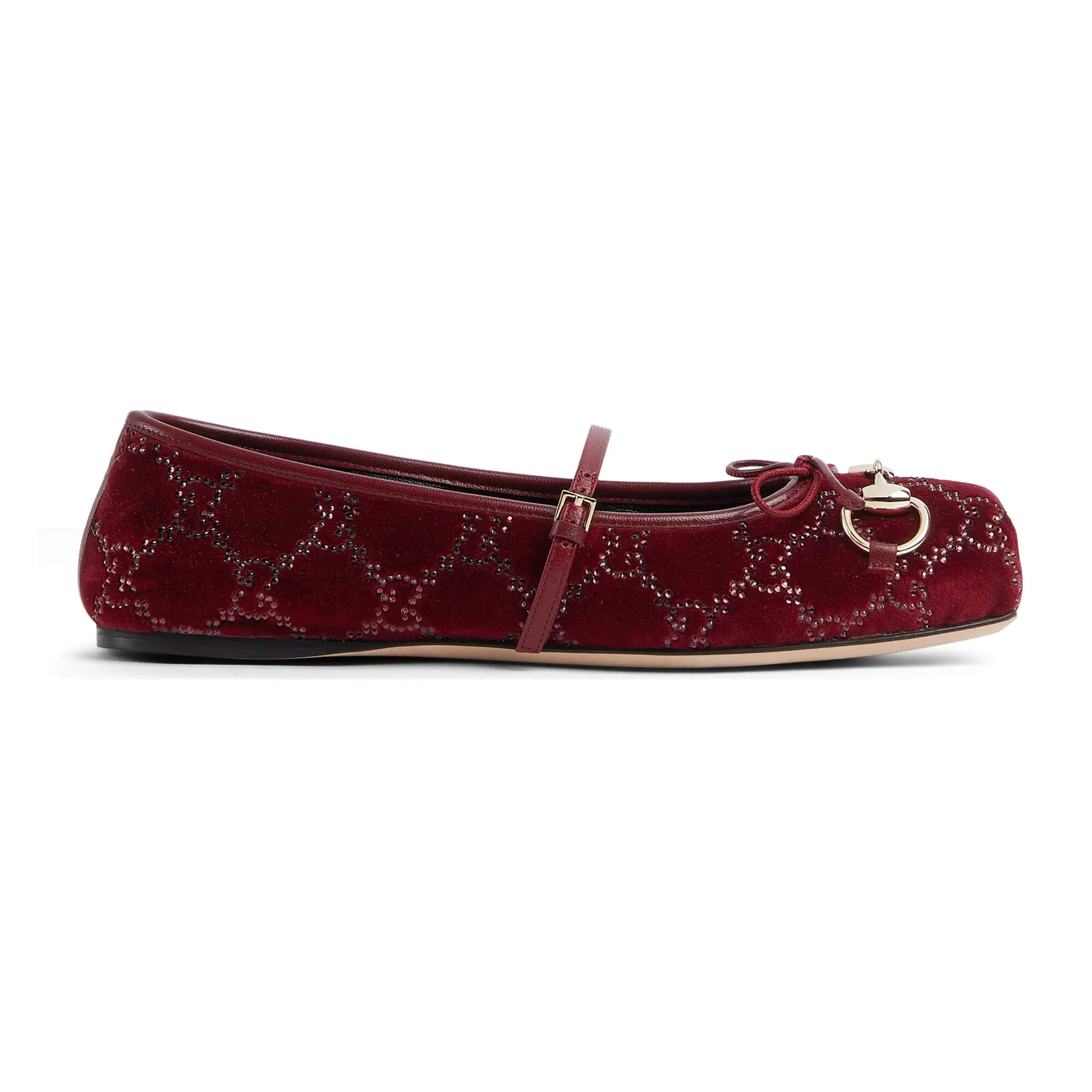 Gucci Women's GG Crystal Horsebit Ballet Flat