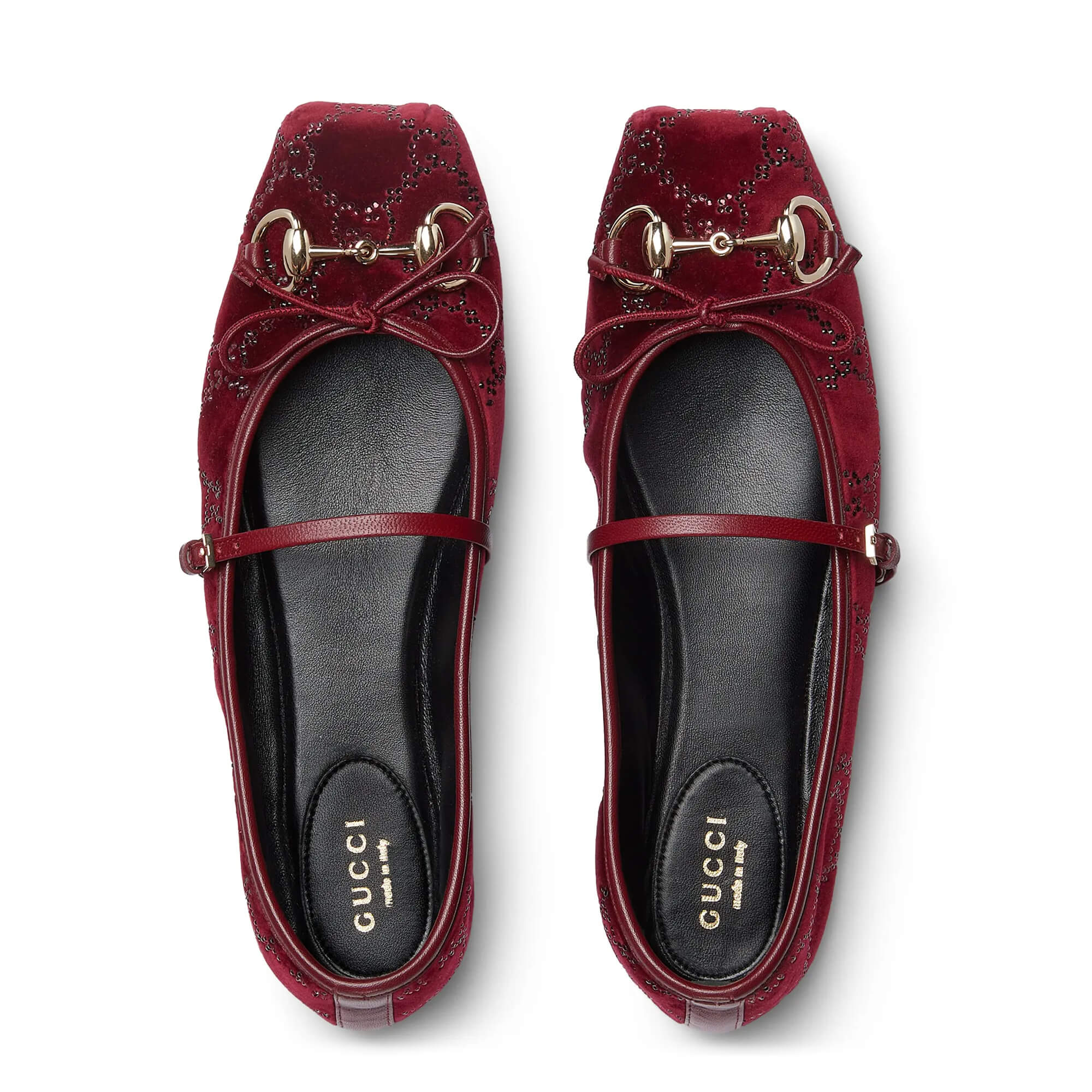 Gucci Women's GG Crystal Horsebit Ballet Flat