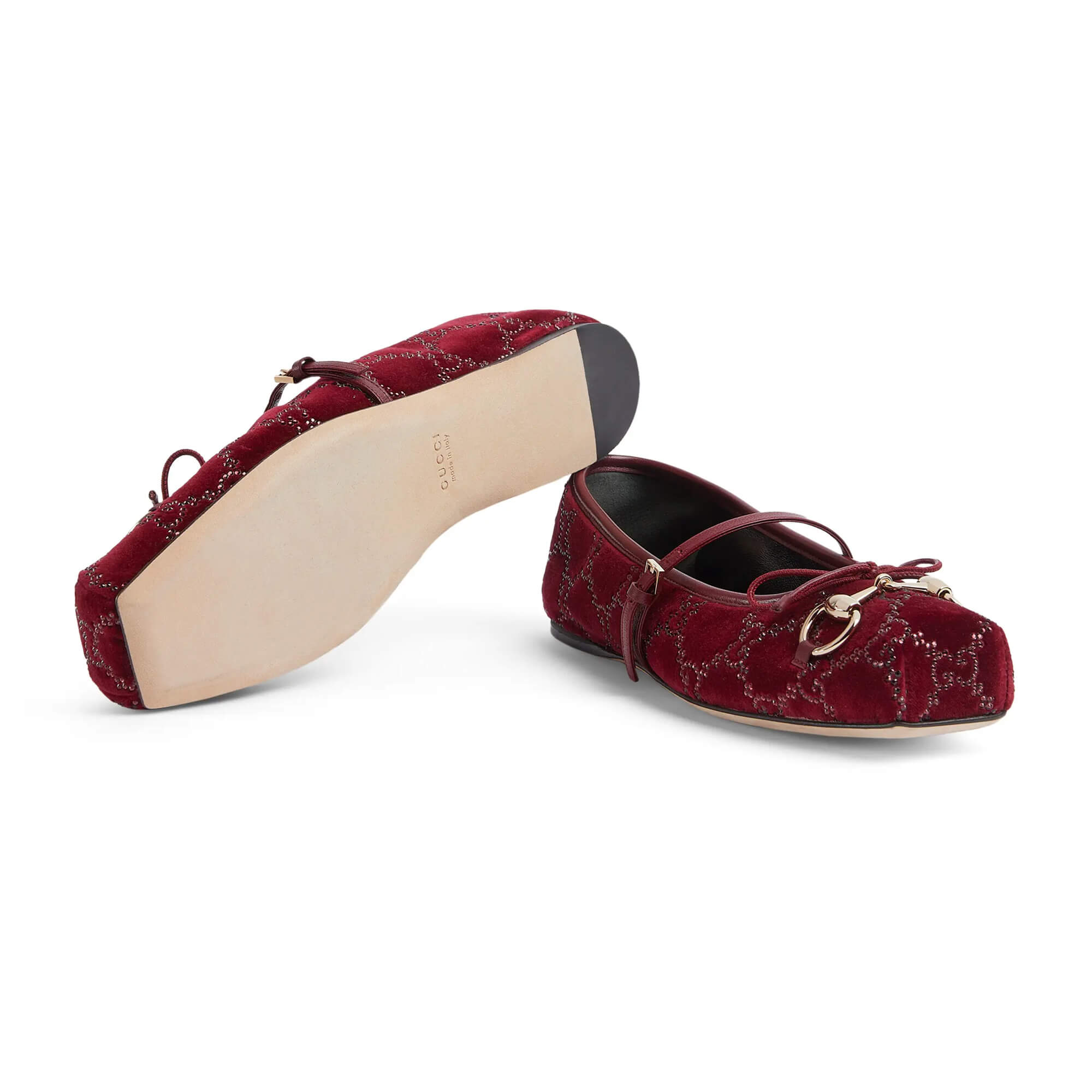 Gucci Women's GG Crystal Horsebit Ballet Flat
