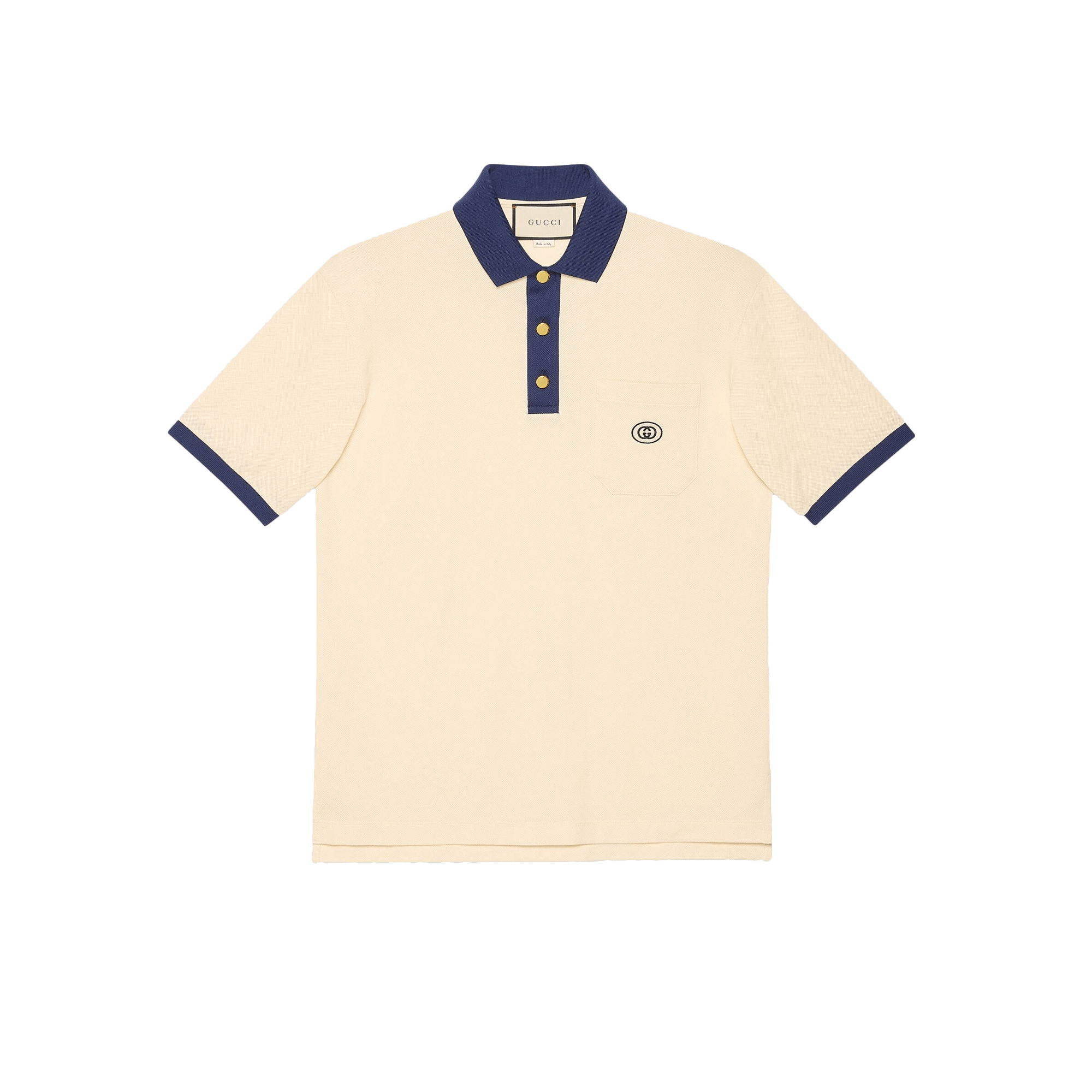 cotton polo with interlocking g patch