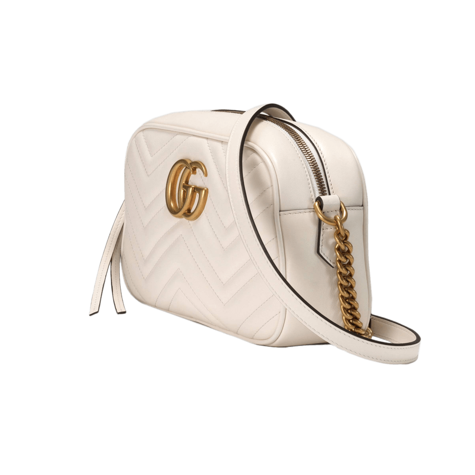 GG Marmont Small Leather Shoulder Bag in White - Gucci