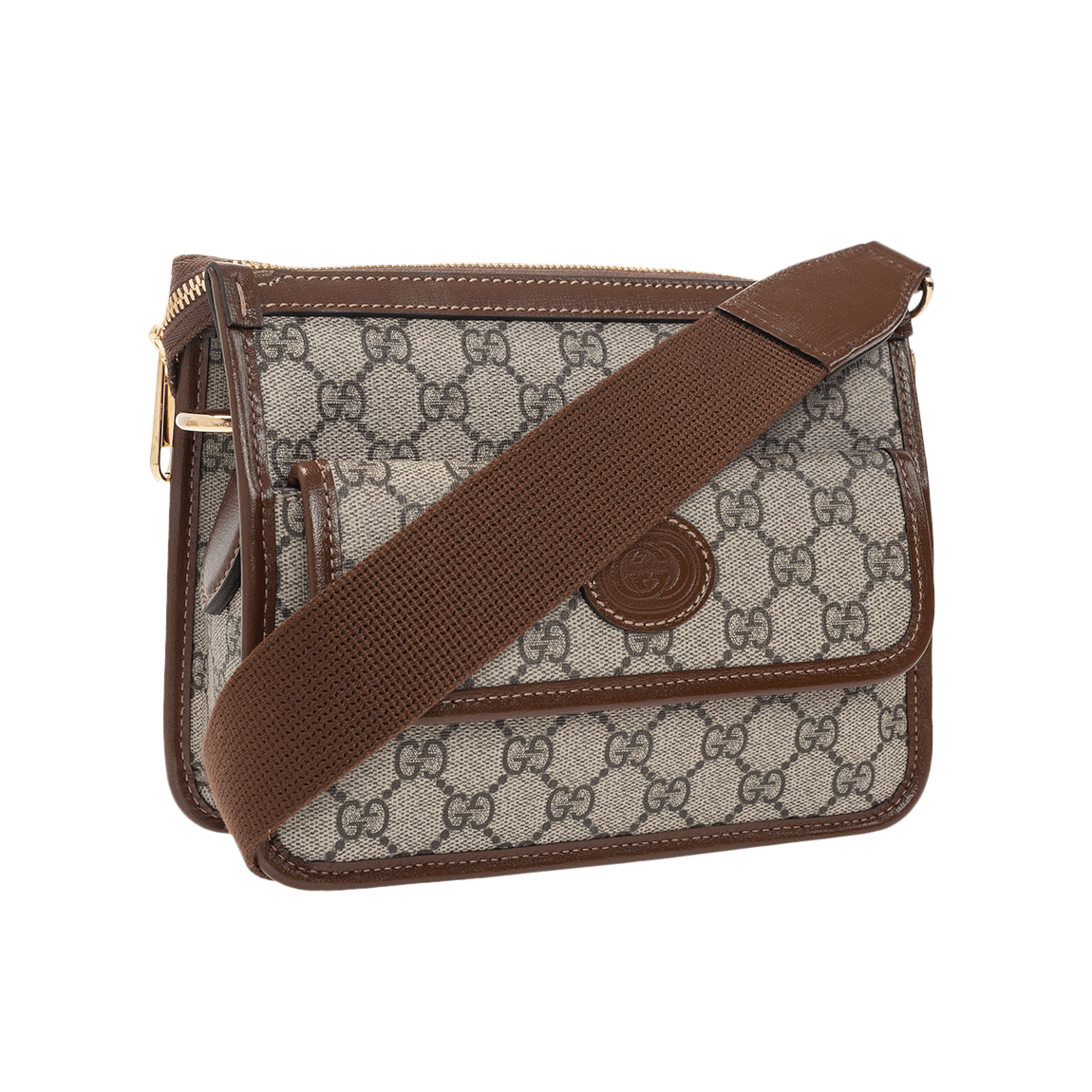 Gucci Messenger Bag With Interlocking G In Beige And Ebony