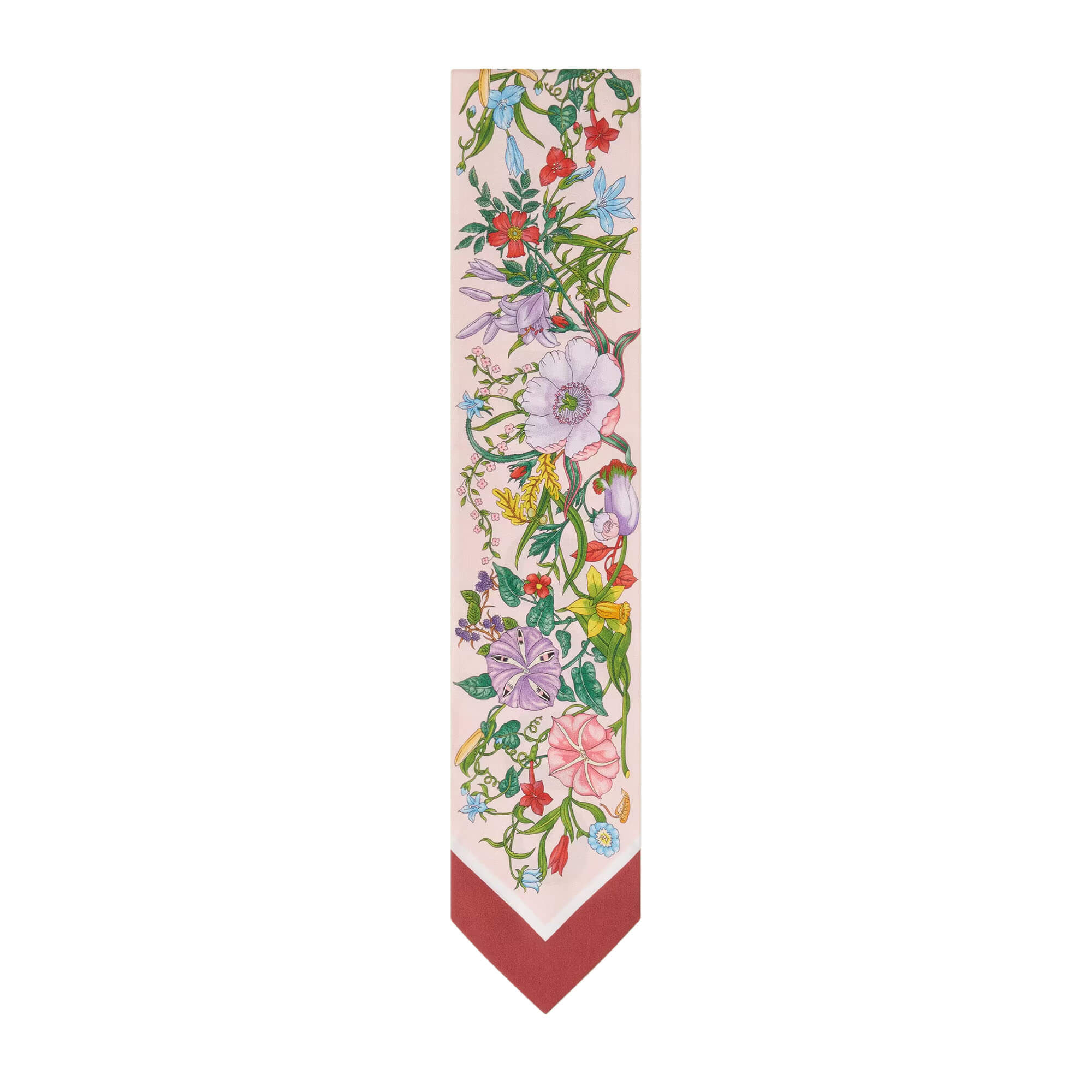 gucci silk neck bow with floral print