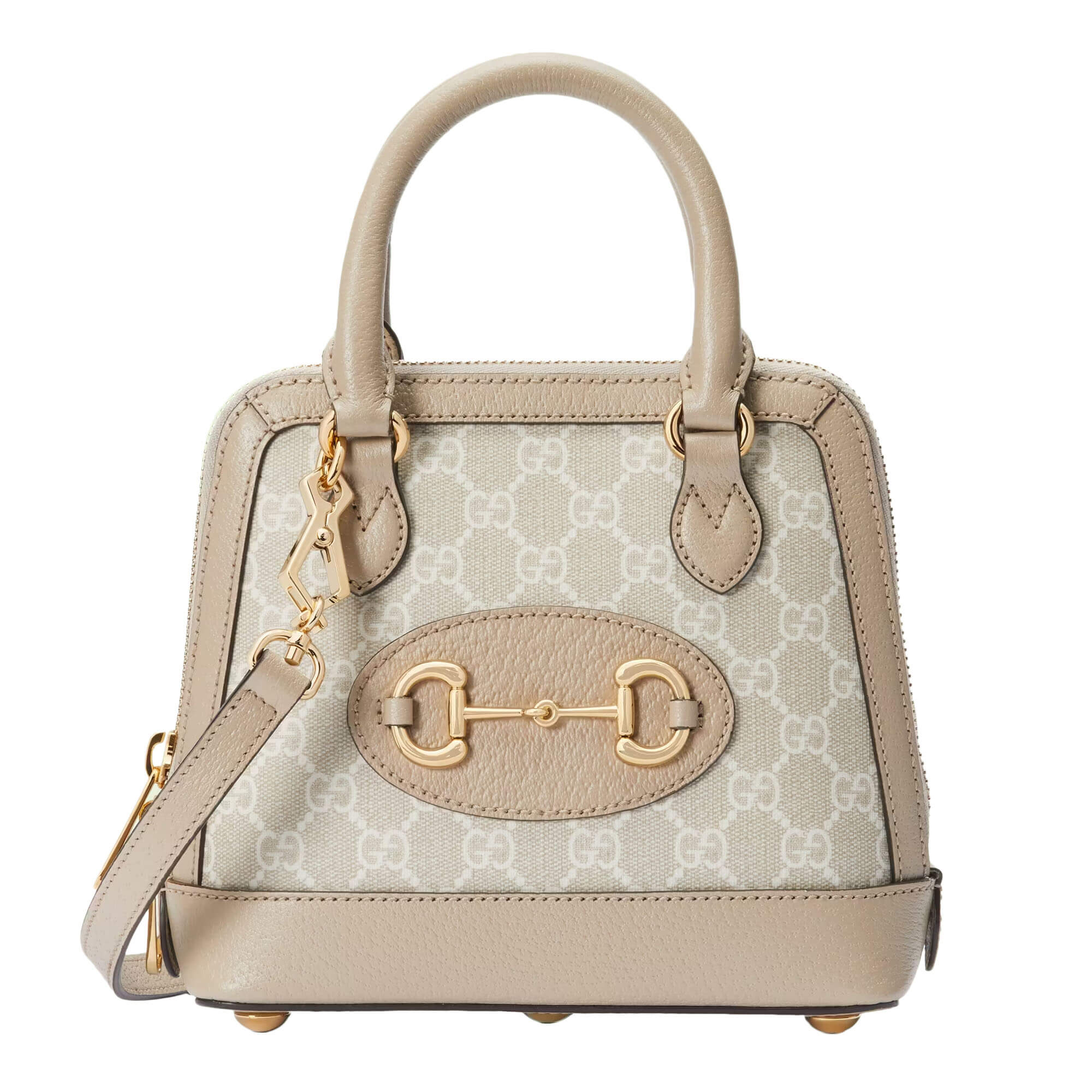 Gucci Horsebit 1955 GG mini bag in beige and white canvas