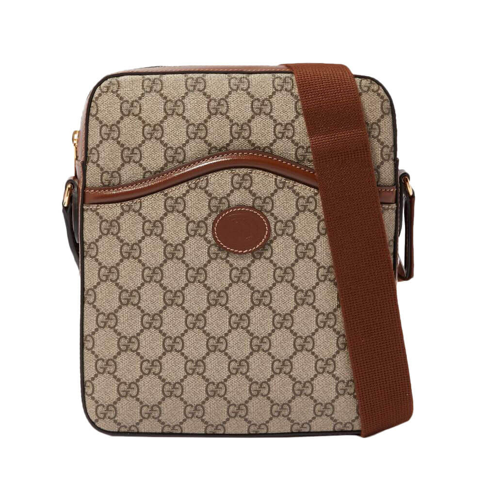 Gucci Beige/Brown GG Supreme Canvas Small Flat Messenger Bag Gucci