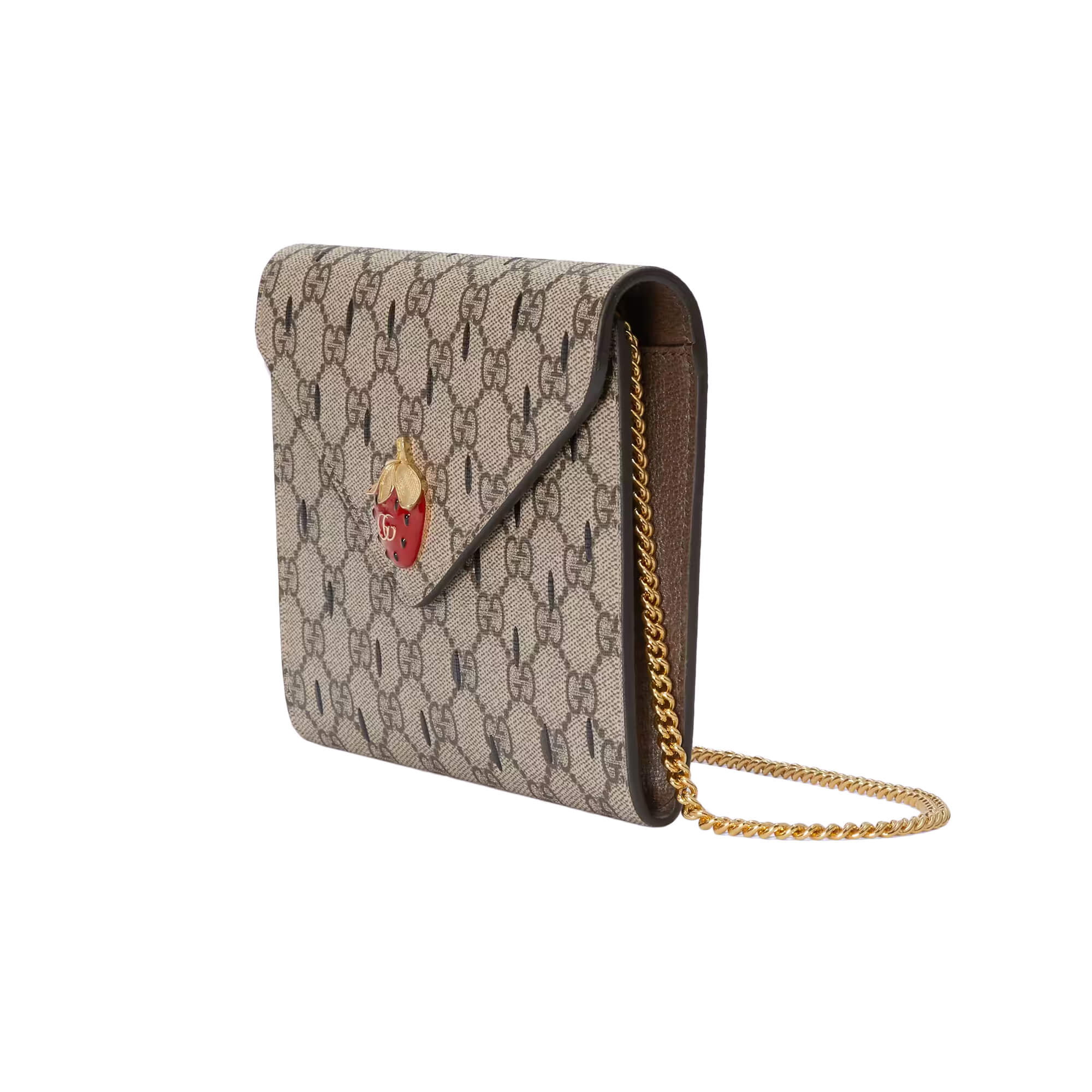 Gucci Padlock GG Strawberry Small Shoulder Bag in Natural