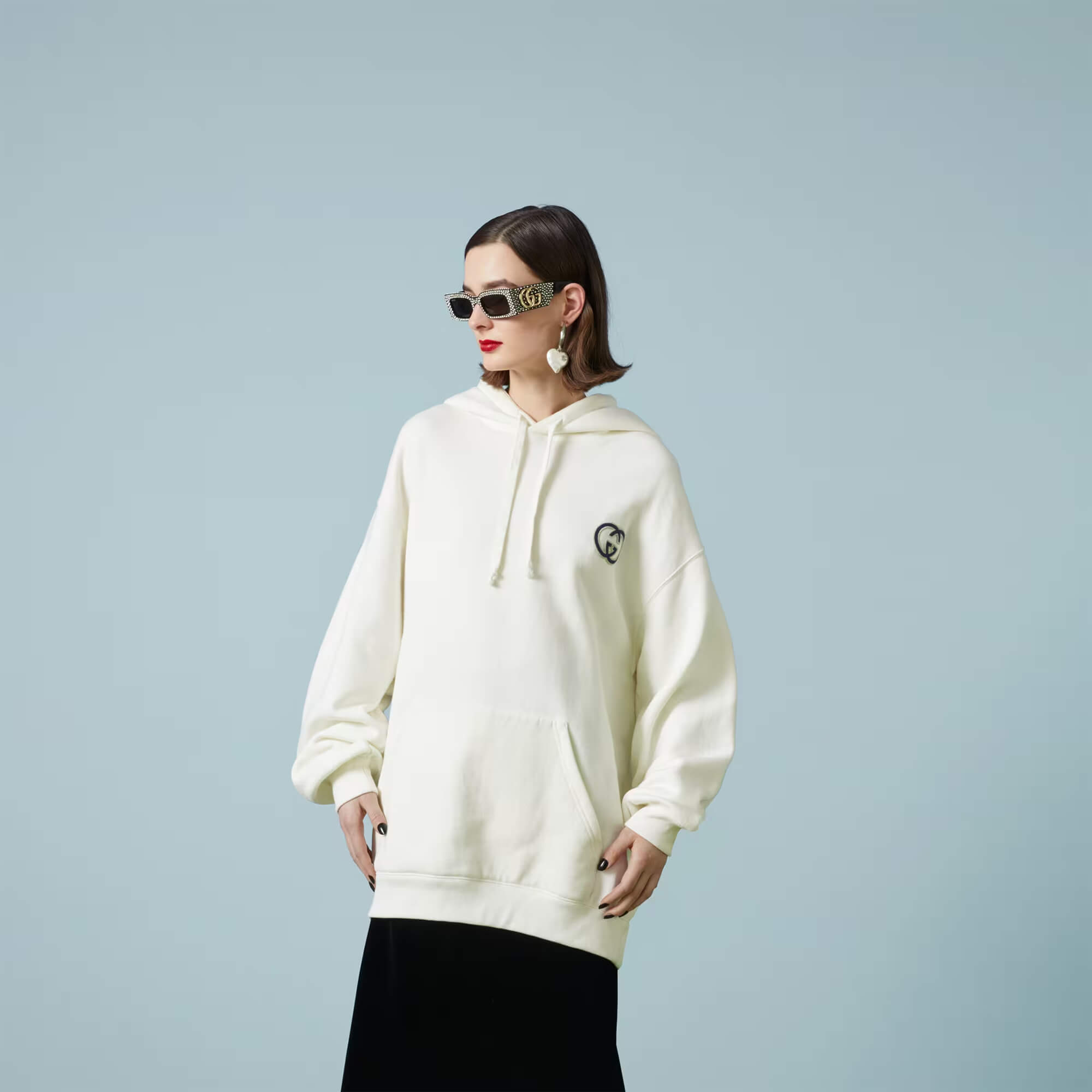 Gucci baseball-embroidery cotton sweatshirt, White