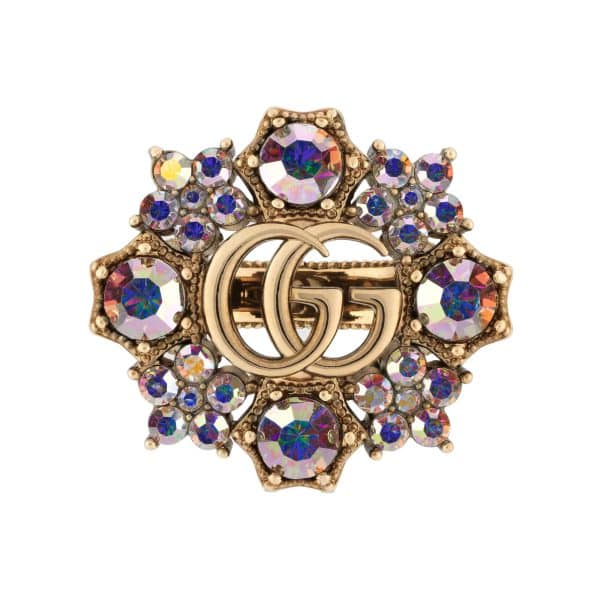 Gucci Double G Crystal Flower Ring at Enigma Boutique