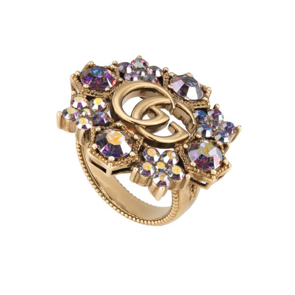 Gucci Double G Crystal Flower Ring at Enigma Boutique