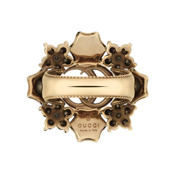 Gucci Double G Crystal Flower Ring at Enigma Boutique