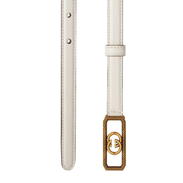 Gucci Thin Belt With Interlocking G Buckle - Image 2