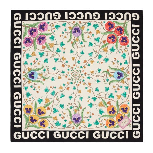 Gucci Floral Print Silk Scarf at Enigma Boutique