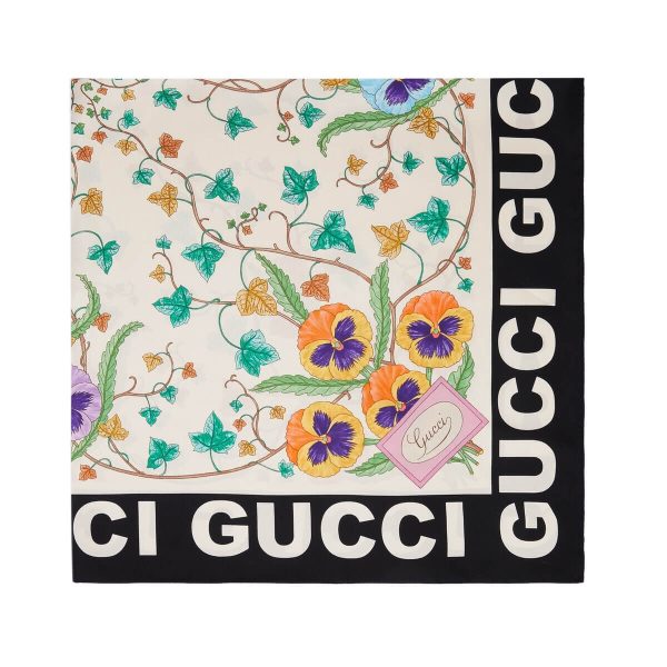 Gucci Floral Print Silk Scarf at Enigma Boutique