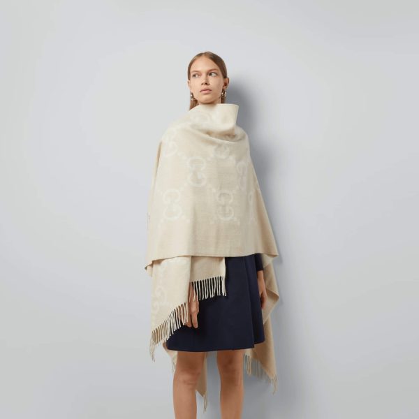 Gucci Reversible Jumbo GG Cashmere Cape at Enigma Boutique