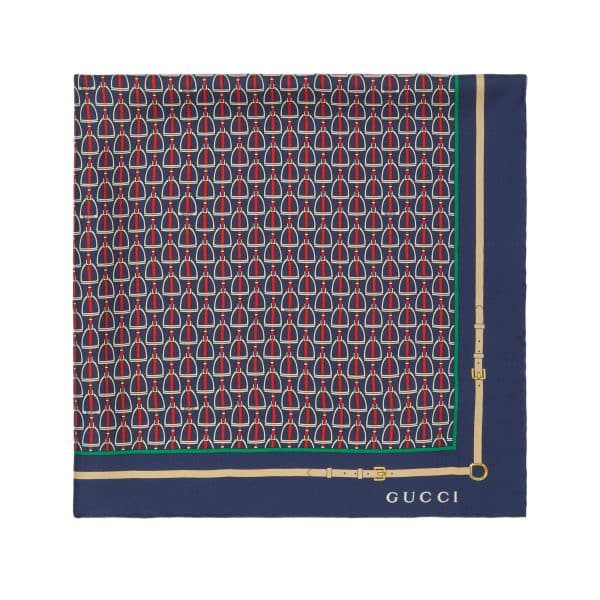 Gucci Stirrup Print Silk Carré Scarf