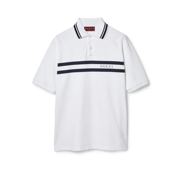 Gucci Cotton Polo Shirt With Gucci Print