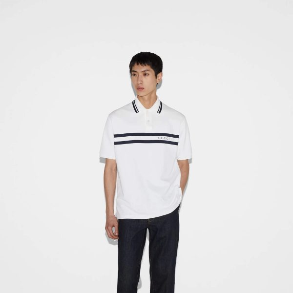 Gucci Cotton Polo Shirt With Gucci Print - Image 2