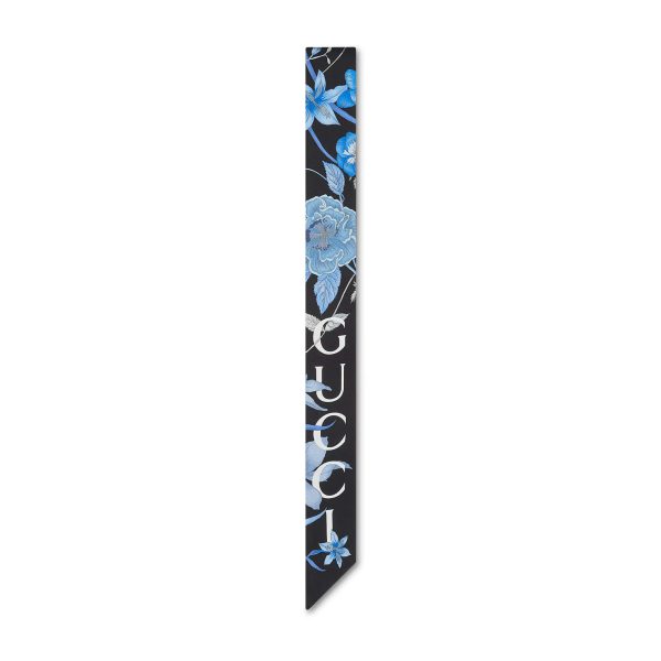 Gucci Floral Gucci Print Silk Neck Bow at Enigma Boutique