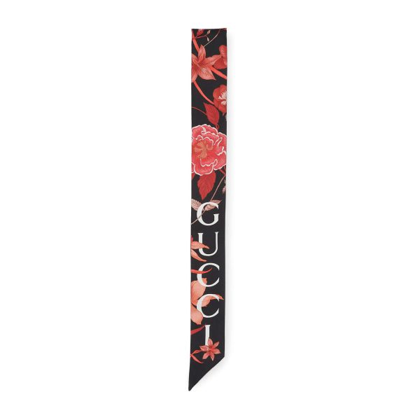 Gucci Floral Gucci Print Silk Neck Bow at Enigma Boutique