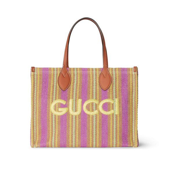 Gucci Medium Jute Tote With Gucci Patch at Enigma Boutique