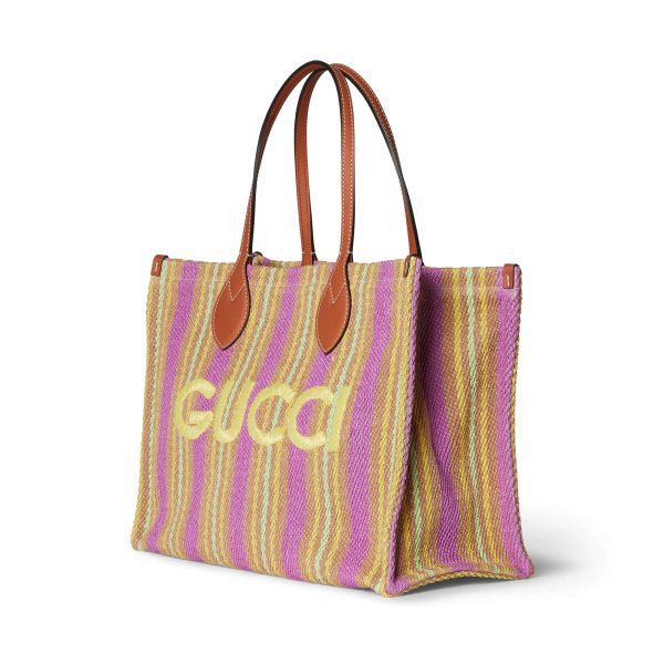 Gucci Medium Jute Tote With Gucci Patch at Enigma Boutique