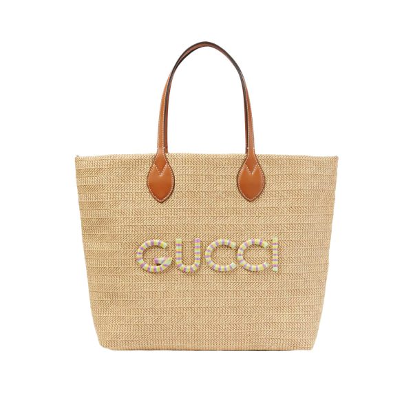 Gucci Medium Straw-effect Tote at Enigma Boutique